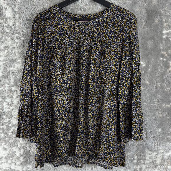 Maeve Size XL Abstract Geometric Casual Button Top Colorful Long Sleeve Shirt - Picture 1 of 8